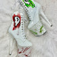 ONE OF A KIND: TOXIC LOVE BOOTS - 8" sz 9 - Nightshade Designs x Pleaser Custom Glitter Heels