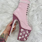 ONE OF A KIND: HI BARBIE BOOTS - 8" sz 7 - Nightshade Designs x Pleaser Custom Glitter Heels