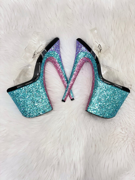 READY TO WEAR -  MY LITTLE HONY POLEBOUTINS - 8" SZ 9 - Nightshade Designs x Pleaser Custom Glitter Heels