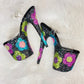 ONE OF A KIND -  FLOWER CHILD - 8" SZ 9 - Nightshade Designs x Pleaser Custom Glitter Heels