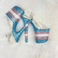 READY TO WEAR -  TRANS PRIDE STRIPE - 8" SZ 8 - Nightshade Designs x Pleaser Custom Glitter Heels