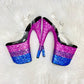 READY TO WEAR -  BISEXUAL PRIDE STRIPE - 8" SZ 7 - Nightshade Designs x Pleaser Custom Glitter Heels