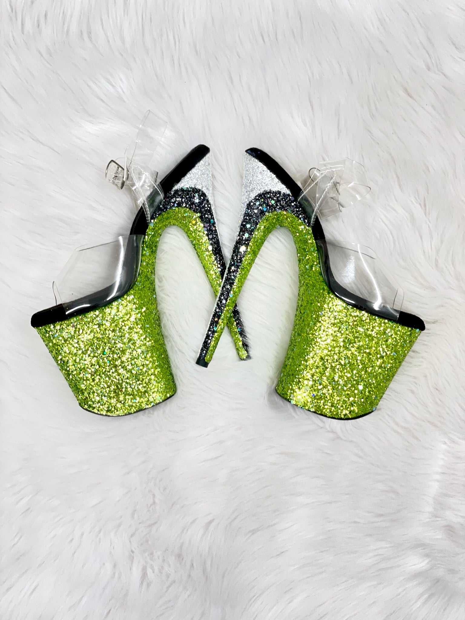 Emerald Green Glitter Heels - Custom Pole Dance / Exotic / Stripper Heels / selling Pleaser