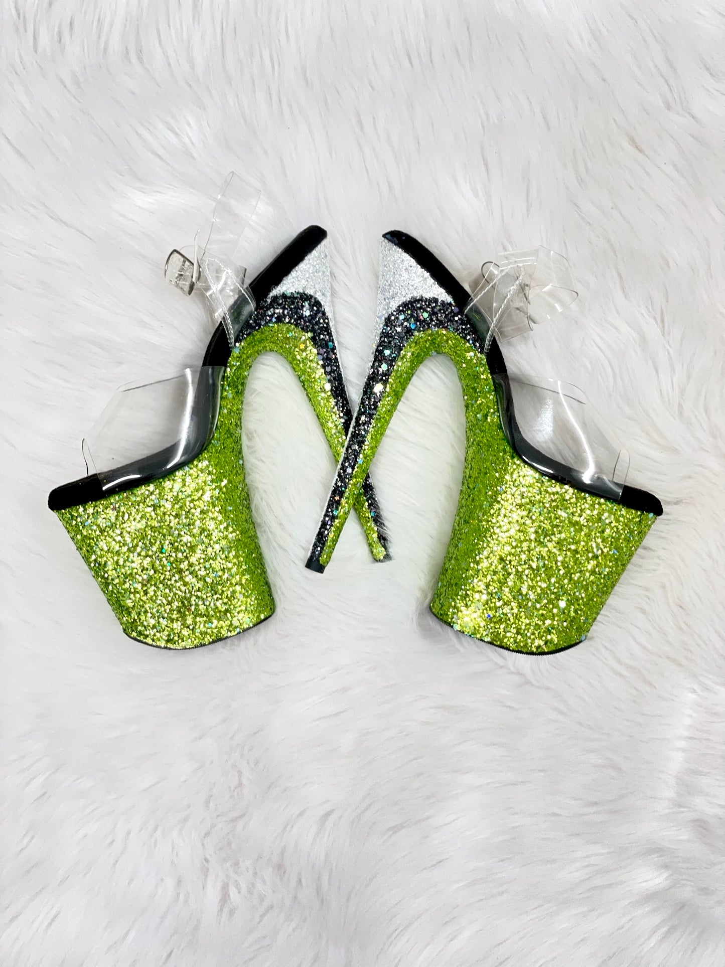 READY TO WEAR: RACING STRIPES - 8" sz 8 - Nightshade Designs x Pleaser Custom Glitter Heels