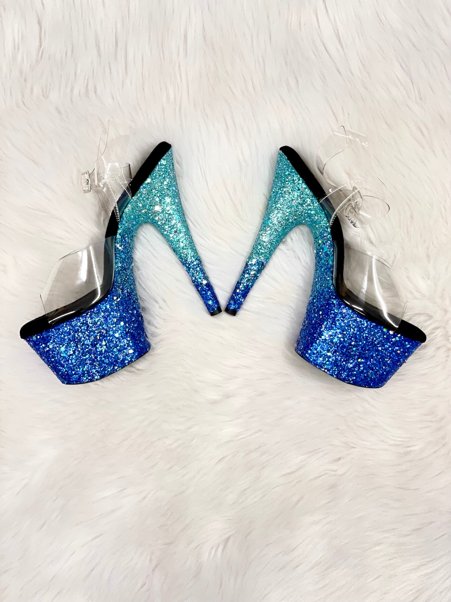 READY TO WEAR - V OMBRE - 7" sz 9 - Nightshade Designs x Pleaser Custom Glitter Heels