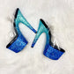 READY TO WEAR - V OMBRE - 7" sz 9 - Nightshade Designs x Pleaser Custom Glitter Heels