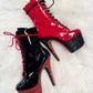 READY TO WEAR - HARLEY QUINN BOOTS - 7" sz 10 -  Nightshade Designs x Pleaser Custom Glitter Heels