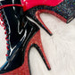 READY TO WEAR - HARLEY QUINN BOOTS - 7" sz 10 -  Nightshade Designs x Pleaser Custom Glitter Heels