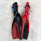 READY TO WEAR - HARLEY QUINN OPEN TOE BOOTS - 7" sz 10 -  Nightshade Designs x Pleaser Custom Glitter Heels