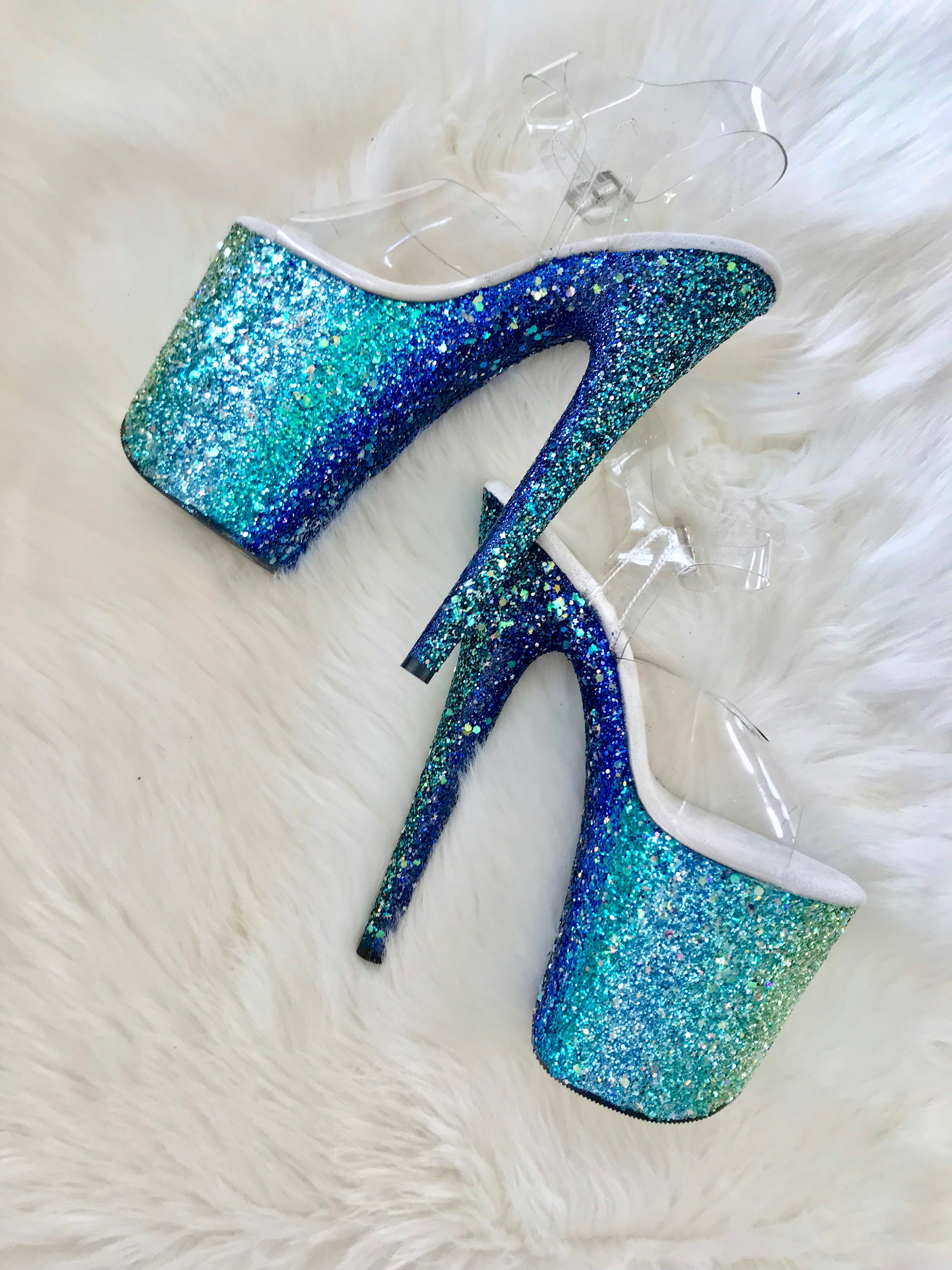 Light blue deals glitter heels