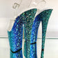 READY TO WEAR- OCEAN SPECTRUM - 8" SZ 7 - Nightshade Designs x Pleaser Custom Glitter Heels