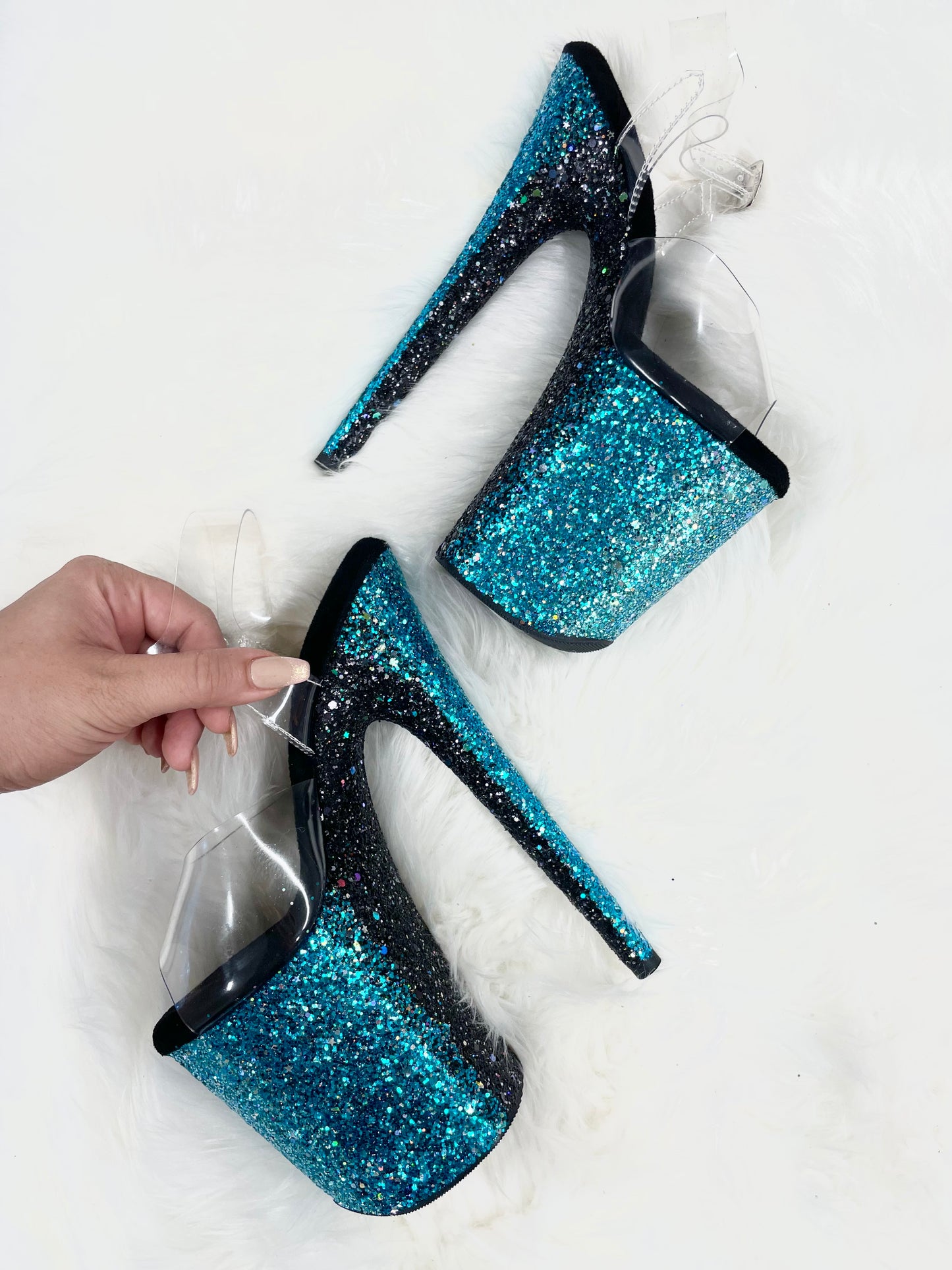 DUAL OMBRE: DEAD SEA - Nightshade Designs x Pleaser Custom Glitter Heels