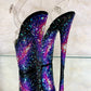 READY TO WEAR - GALAXY: NEBULA - 7" SZ 7 - Nightshade Designs x Pleaser Custom Glitter Heels