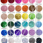 Our custom glitter color chart.